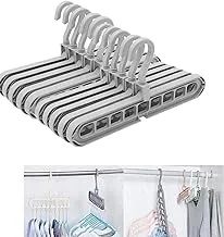 Fulfun Magic Clothes Hanger Organizer, Rotate Anti-skid Folding Hanger with Multifunction Space Saving and Cascading Features, 10 Standard Hangers with 9 Holes for Drying and Storage