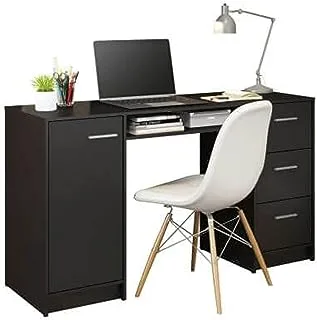 Madesa Home Office Computer Writing Desk with 3 Drawers, 1 Door and 1 Storage Shelf, Plenty of Space, Wood, 18