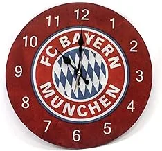 Bayern Munich wall clock, modern wood 35 cm