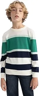 DeFacto boys Green X Navy Wide strips Long sleeve Pullover