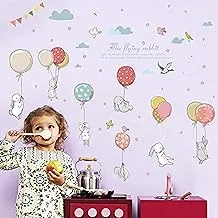 50X70CM Cartoon DIY PVC Super Cute Balloon Rabbit Wall Sticker for Kids Room Birds Cloud Decor Furniture Wardrobe Bedroom Living Room Home Decal