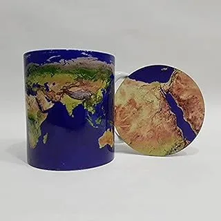 Map Printed Mug and Wooden Coaster