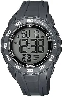 Q&Q Mens Large Digital Full-Size Chronograph Sport Watch Resin Band, Black