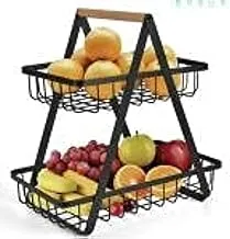 garini 2 Tier Metal Counter Standing Organizer Basket for Fruits Snacks Vegetables