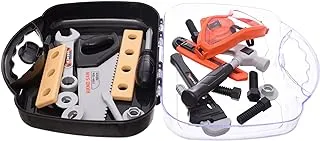 Generic Plastic Carpenter Tools Handbag Game Containing Hammer With Protection Glasses And Screws Made Of High Quality Add More Entertaining For Kids Set Of 10 Pieces - Multi Color