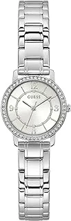 GUESS Ladies 28mm Watch - Silver Tone Bracelet Silver Tone Case White Dial, Silver Tone