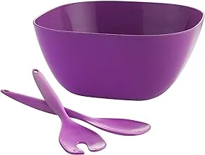 M-Design Eden 3pcs set Salad Bowl (26cm) +Salad Serving Spoon & Fork (Purple)