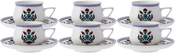 Karaca | Reheinegel 6 Person Coffee Mug Set 90 ml, A Decorative Coffee, Looking for a Retro Look, Stylish Tableware, Turkish Coffee Espresso Set, Turkish, Stylish Design and Practical, Traditional