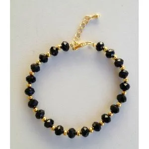 Unisex Stones, Very Elegant And Chic Bracelet, (black & Gold)