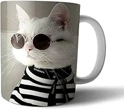 Ceramic Cat Wearing Sunglasses Print Mug - Multi Color