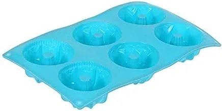 Silicon Cup Cake Baking Mold 6 - Holes (Turquoise, 17 x 28cm)