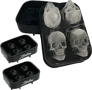 Stritra - 3D Skull Ice Mold (Pack of 2) Easy Release Silicone Mold,8 Cute and Funny Ice Skull for Christmas Whiskey, Cocktails and Juice Beverages, Black