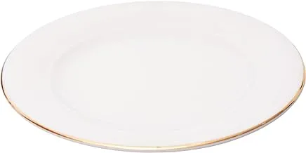 Tunisie Tu-4800122-Go Set Of 6 Pieces Of Porcelain Artemis Dessert Plate 22Cm Gold Rim Suitable For Home And Restaurants With Premium Durable Material - Off-White