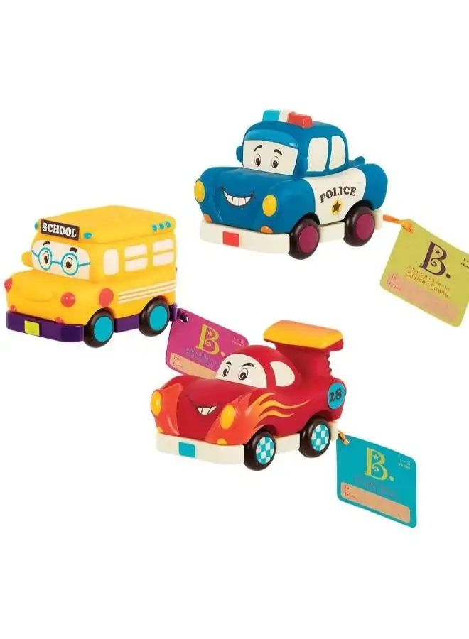 B. Toys Mini Pull-Back Vehicles Set, Bus & Cars