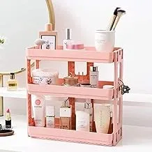 Expandable Multi-Tile Organizer Rack for Kitchen, Bathroom and Beauty Table (3 Ply, Pink)