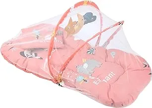 Mix&Max Cotton Portable Baby Bed With Pillow, Mosquito Net&Toys Printed Animals For Girls-Simon