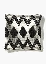 Matalan Black Diamond Tufted Outdoor Cushion, 46 cm x 46 cm Size