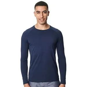 Red Cotton Men's Long Sleeve Cotton Undershirt -navy