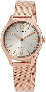 Citizen Eco-Drive Champagne Dial Stainless Steel Mesh Ladies Watch EM0508-80X