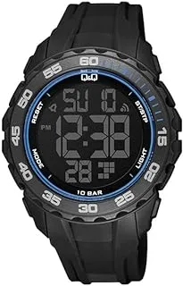 Q&Q Mens Large Digital Full-Size Chronograph Sport Watch Resin Band, Black/Blue 2