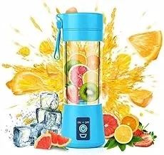 One94store 4 Blade Portable Electric USB Blender Juice, Mixer Juicer Bottle Blender Grinder Mixer, Rechargeable Bottle with 4 Blades (Blue, 4 Blade,1 Pc)