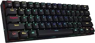 Redragon K530 Draconic لوحة مفاتيح ميكانيكية لاسلكية مدمجة بنسبة 60٪ RGB ، 61 مفتاحًا بتصميم TKL 5.0 لوحة مفاتيح بلوتوث للألعاب مع مفاتيح بنية و 16.8 مليون إضاءة RGB للكمبيوتر الشخصي والكمبيوتر المحمول والهواتف المحمولة ...