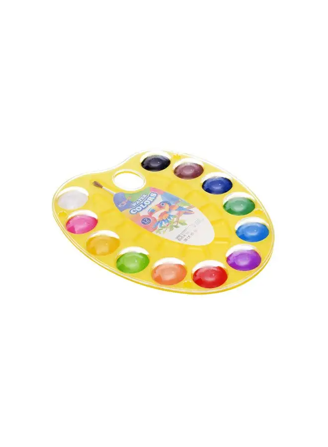 El Maayergy Elmaayergy Y-31/YL21022-12 Water Colour Palette With Paint Brush With Durable Material, Suitable For School And Home