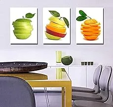 Smile Gallery Fruits-Print Square-Shaped Modern Tableau, 90x30 cm - 3 Pieces