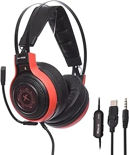 Xtrike Me GH 908 Stereo Gaming Headset With Flexible Microhone And Soft Leather Ear Cups For Computer 50MM - Black Red Headphones Headset