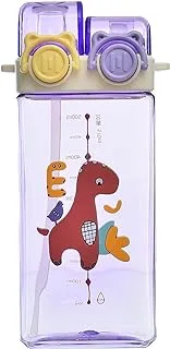 Generic Plastic Large Bottle Of Water Dinosaur Painted Design With Silicone Shalimo and Fabric Strap For Kids - Multi Color