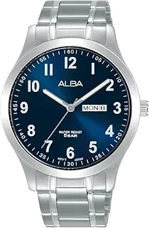 Alba AJ6167X Classic Standard Stainless Steel Analogue Quartz Watch for Men, Silver/Blue