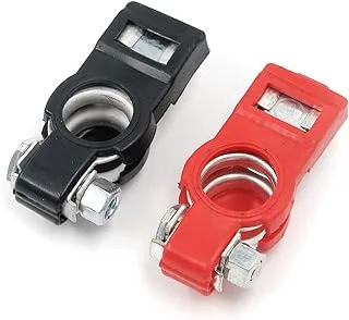 Karcy Battery Terminal Battery Connector Clamp for Car Negative & Positive Top Post Adapter Battery Terminal with Plastice Cover Red and Black 1 Pair