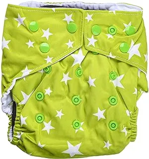 Mix&Max Waterproof Baby Washable Diapers Printed Stars For Unisex-Green&White