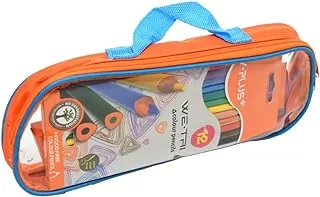 Y-Plus 7 In 1 Pencil Case With A Pack Of 12 Pencils Eraser Tipped, 12 Colored Pencils, Eraser, 2 Sharpeners, 6 Sticky Name Tag And Table - Multi Color