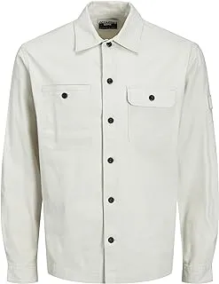 Jack & Jones Men's Classic Ben Relaxed Long-Sleeves Overshirt, XXL - Moonbeam