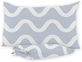 Ricrac Rando Printed Fitted Cotton Linen Sheet with Pillow Cases Set 3-Pieces, 180 cm Size, White Curls