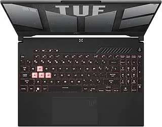 ASUS TUF Gaming A15، وحدة المعالجة المركزية: R7-7735HS، بطاقة رسومات ذاكرة الوصول العشوائي 16 جيجابايت: RTX ™ 4050، VRAM: 6 جيجابايت GDDR6، الشاشة: 15.6 بوصة FHD 16:9 144 هرتز، 512 جيجابايت SSD، Windows 11 (FA507NU-LP045W)