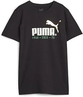 قميص أسود للأولاد/للجنسين يحمل شعار الاحتفال بشعار B PUMA