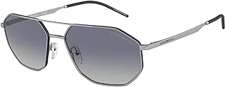 EMPORIO ARMANI(エンポリオアルマーニ) EA2147 Irregular Shape Sunglasses for Men, 58 mm Size, Argento