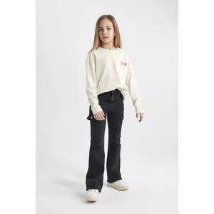 Defacto Girl Cargo Flare Fit Denim Trousers