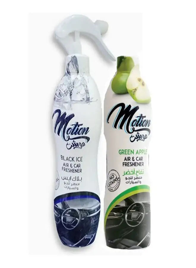 MOTION Air Freshener (Black Ice + Green Apple Spare) Special Offer 400 ml