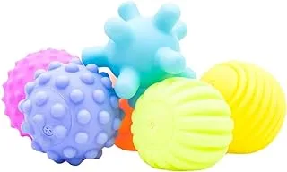 B4BRAIN Sensory Balls Toys Pack of 6 | Colourful Squeaky Ball | Soft Ball for 0-1 Year Babies for Brain Development Soft Silicone Rubber (Squash, Multicolored)