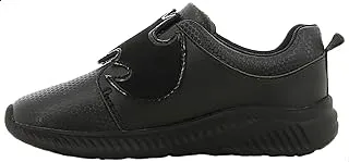 Leomil Leather Batman Stitched Detail Velcro Closure School Shoes with Pull Tab for Boys