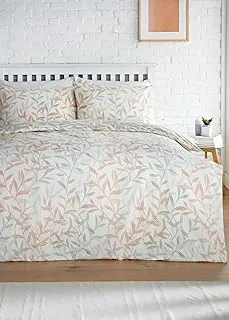 Matalan Reversible Leaf Print Duvet Set, Double Size, White