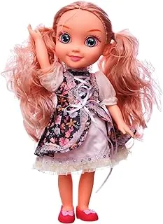 Generic Plastic Pretty Smiling Doll Has Pretty Eyes With Long Blonde Hair And Plaid Fluffy Dress Add More Entertaining For Girls - Multi Color