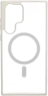 Silicone Back Phone Protection Cover With Silicone Pocket And Safety Edges For Samsung Galaxy S22 Ultra - Transparent White