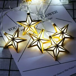 Star-shaped Outdoor Ramadan Lights String - Gold