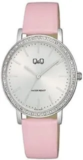 Q&Q WATCHES Q&Q Analog Ladies Watch with Leather Strap Pink Q33B-003PY