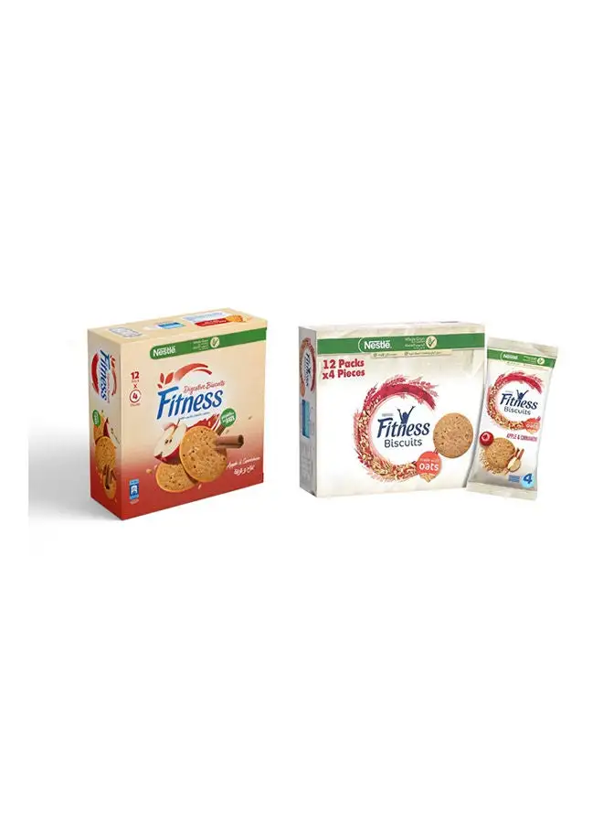 Fitness Biscuits With Oats And Whole Grains Apple And Cinnamon 4 Pcs - Pack of 12