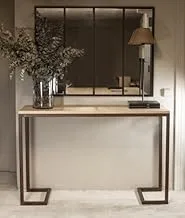 sama steel console table with dimension 40cm * 120cm * height 90cm made of steel with black electrostatic coating and light brown wood on top